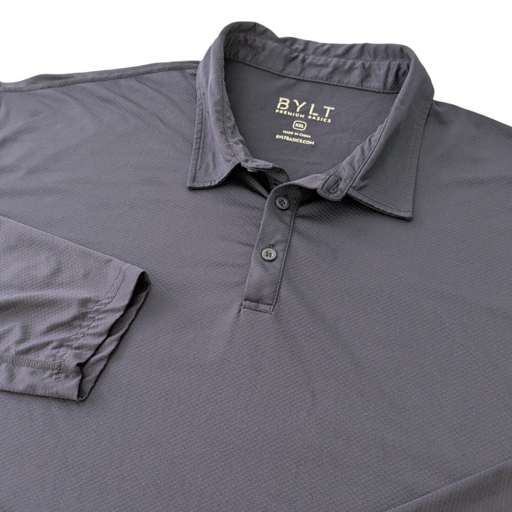 BYLT Premium Basics Polo Mens XXL‎ Navy Performance Long Sleeve